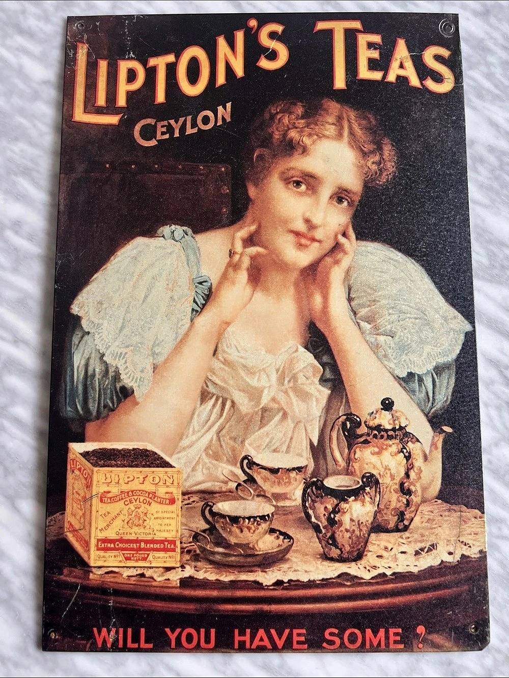 Lipton's Vintage Style Tea Advertising Sign Black & Red